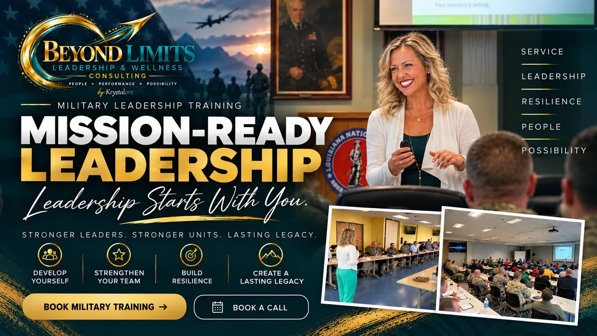 Mission-Ready Leadership — Leadership Starts With You. Krystalore teaching military leadership training.