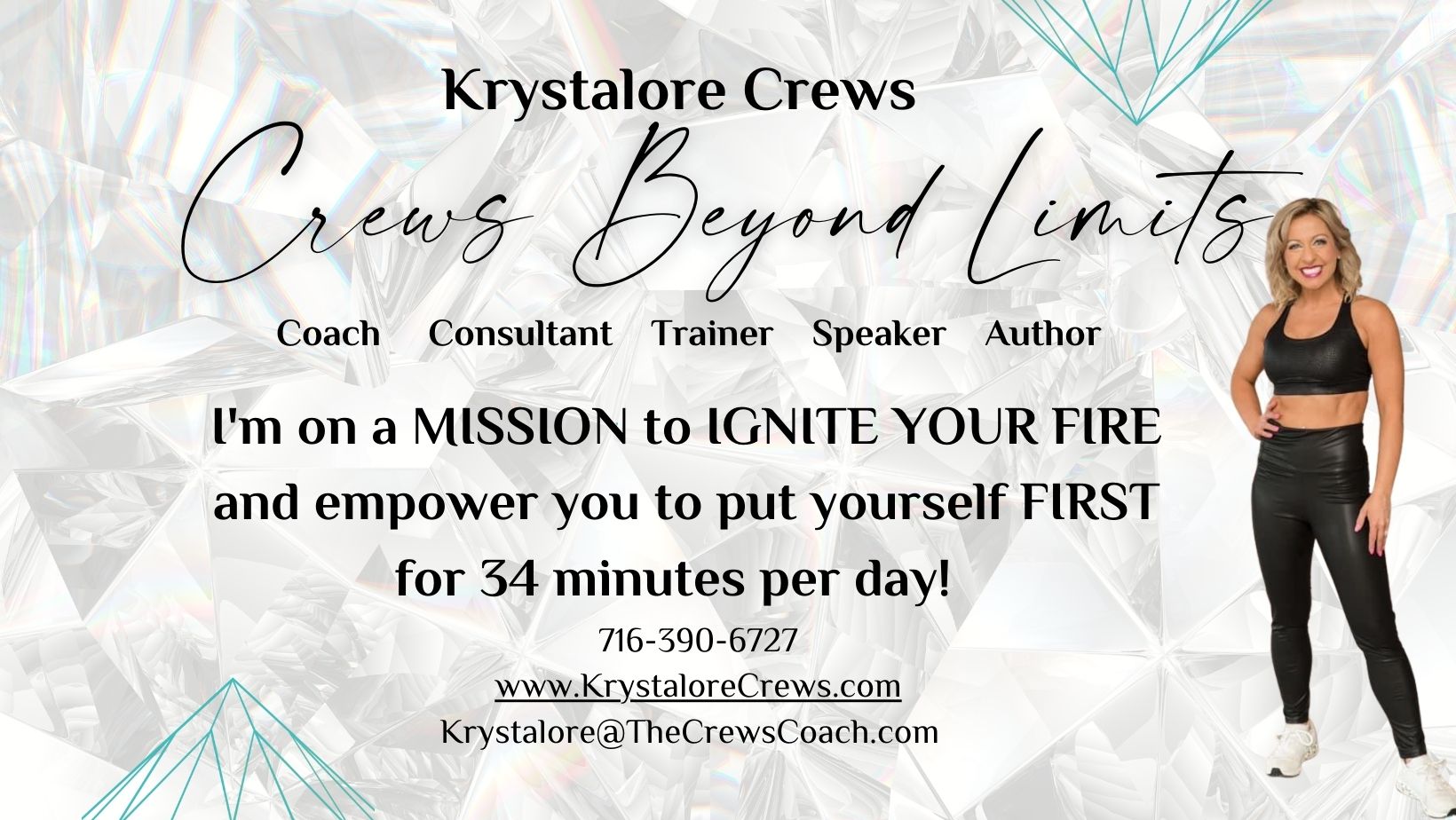Krystalore Crews branded card - Coach, Consultant, Trainer, Speaker, Author