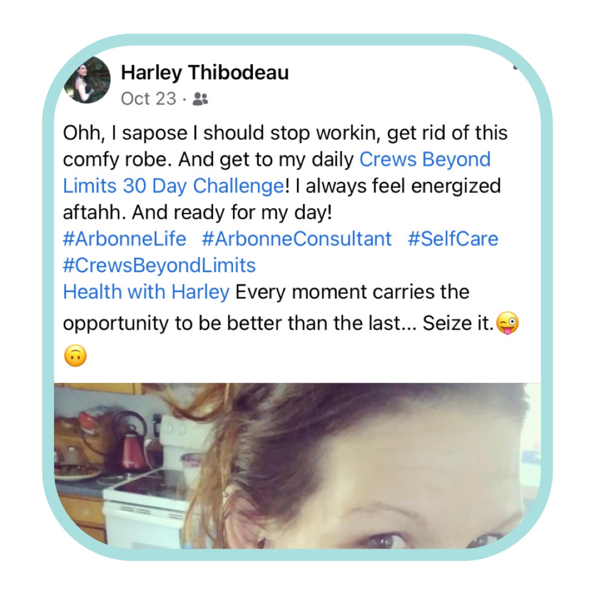 Facebook testimonial about program results